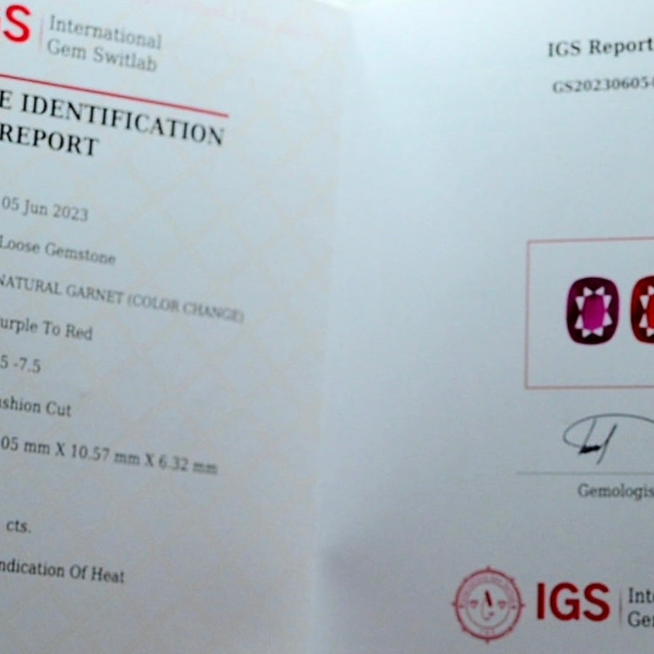 Color Change Malaya Garnet IGS Certified Untreated From East Africa Mine