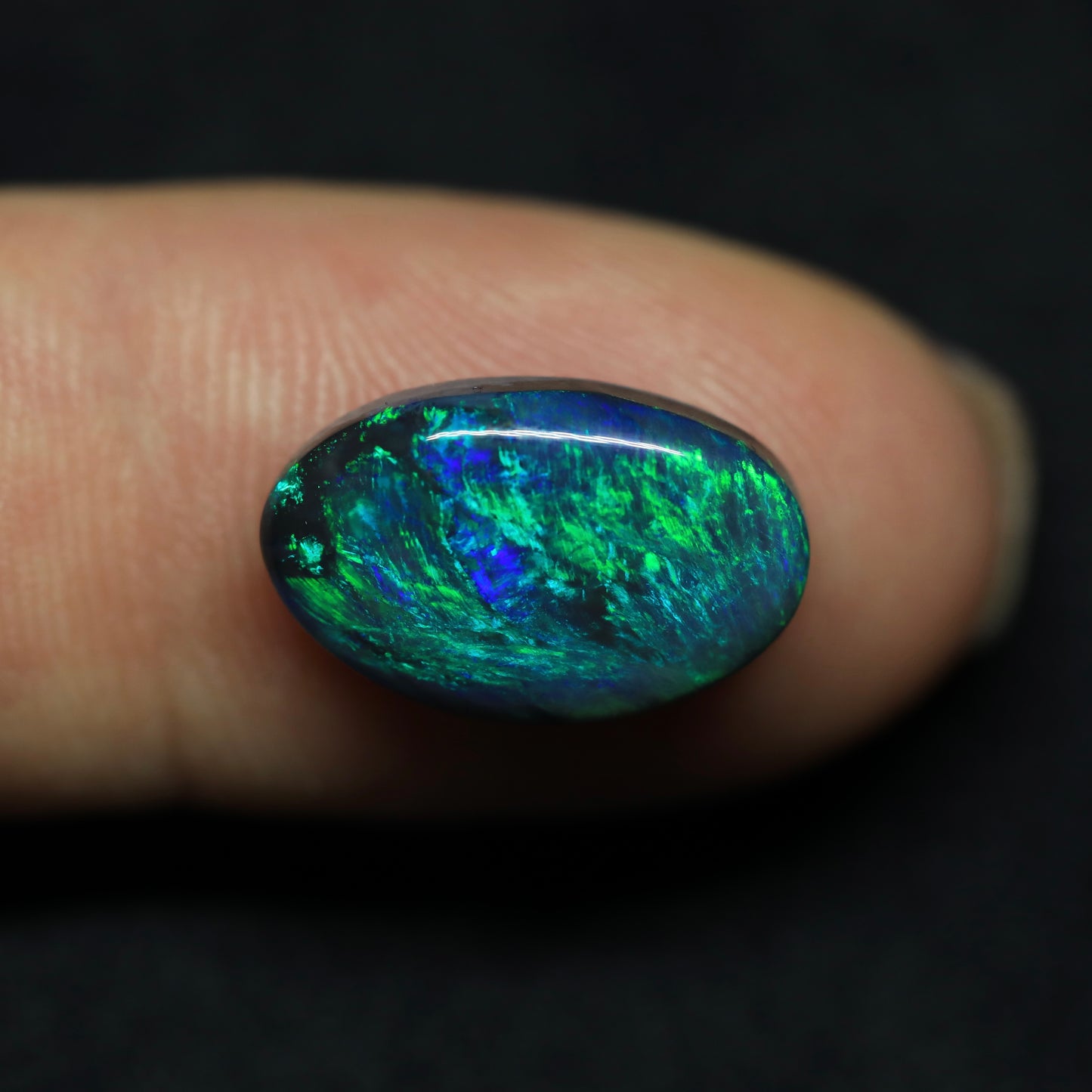 Black Opal Aka “Peacock Feather” From Lightning Ridge, Australia