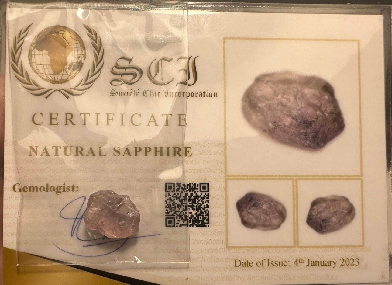 Certified Lavender Sapphire Rough