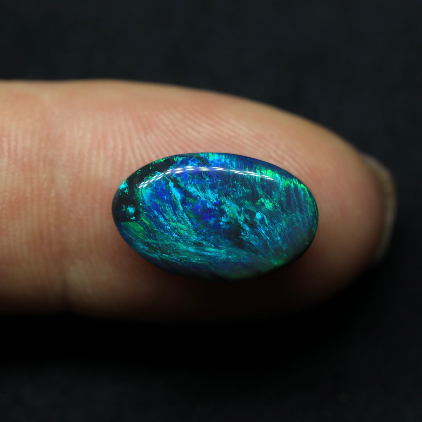 Black Opal Aka “Peacock Feather” From Lightning Ridge, Australia