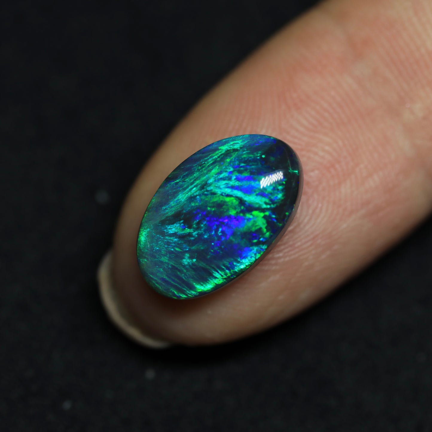 Black Opal Aka “Peacock Feather” From Lightning Ridge, Australia