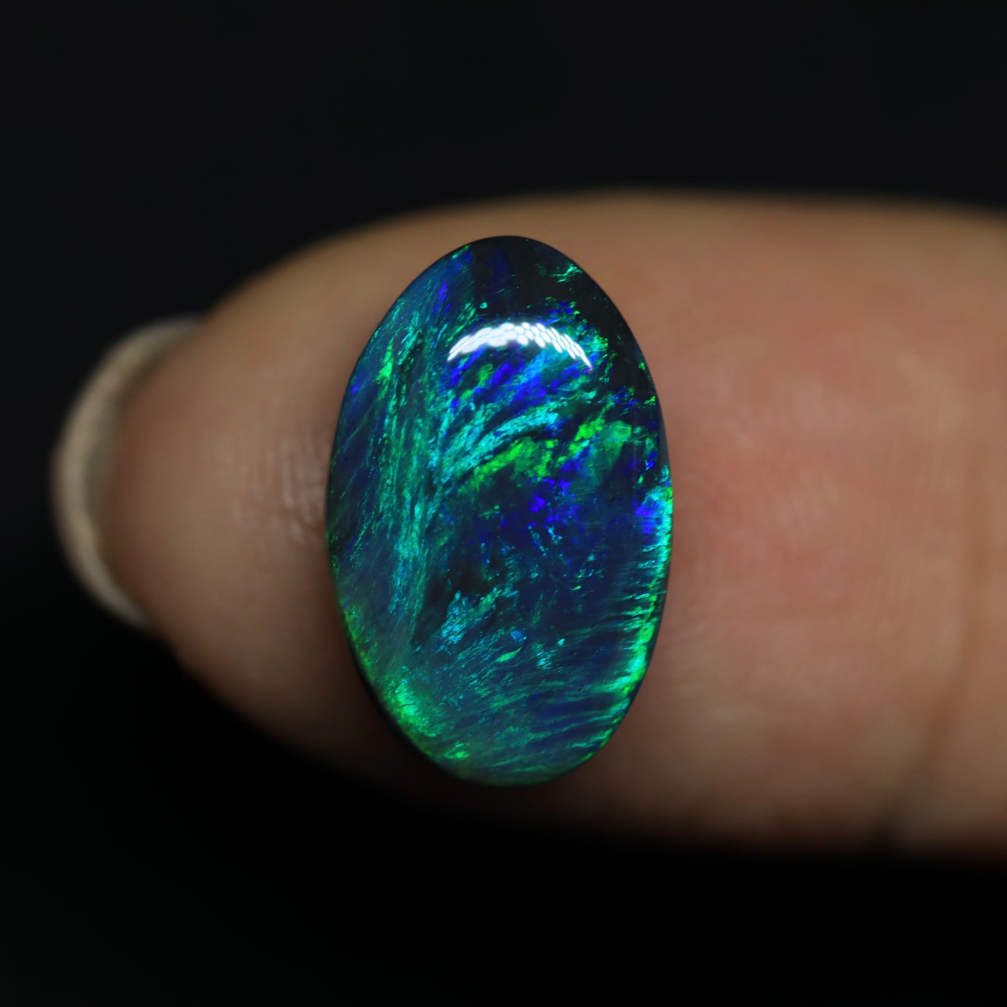Black Opal Aka “Peacock Feather” From Lightning Ridge, Australia