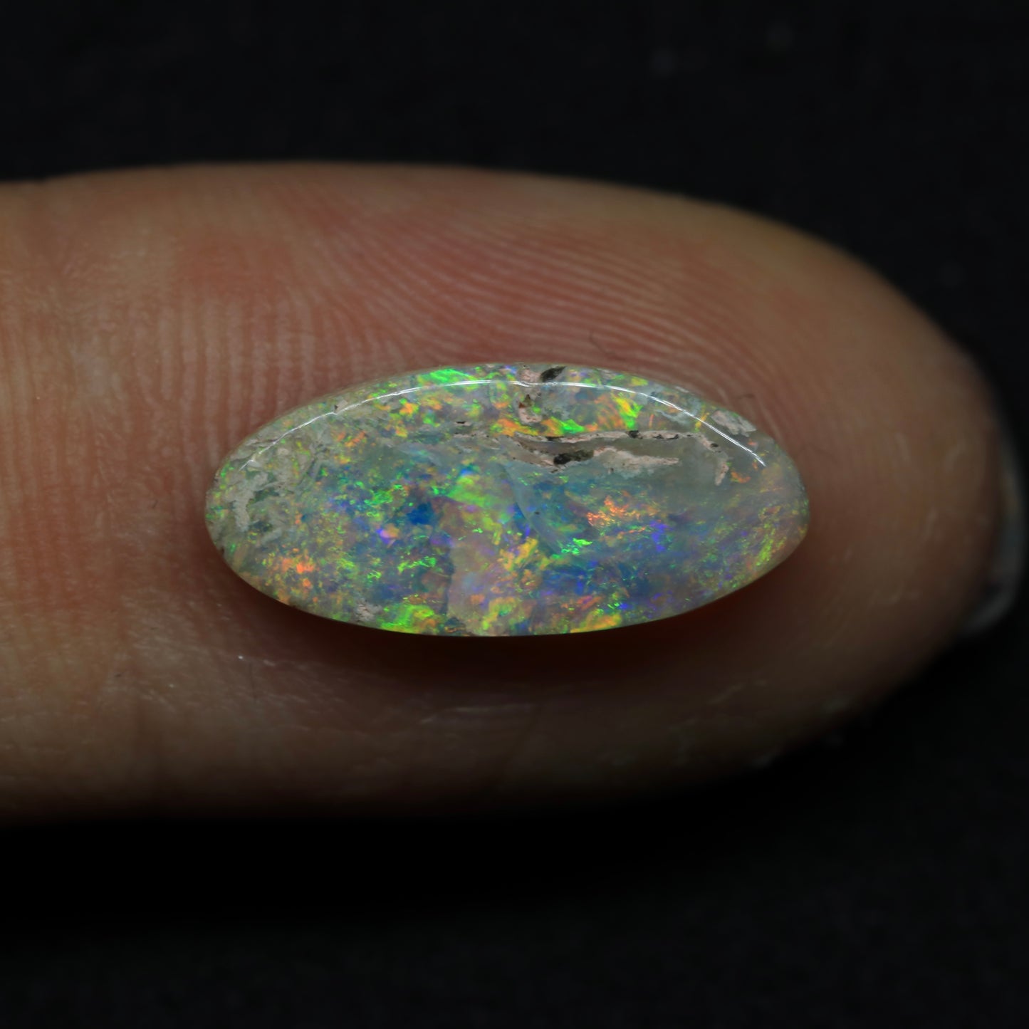 Dark Crystal Opal From Lightning Ridge, Australia
