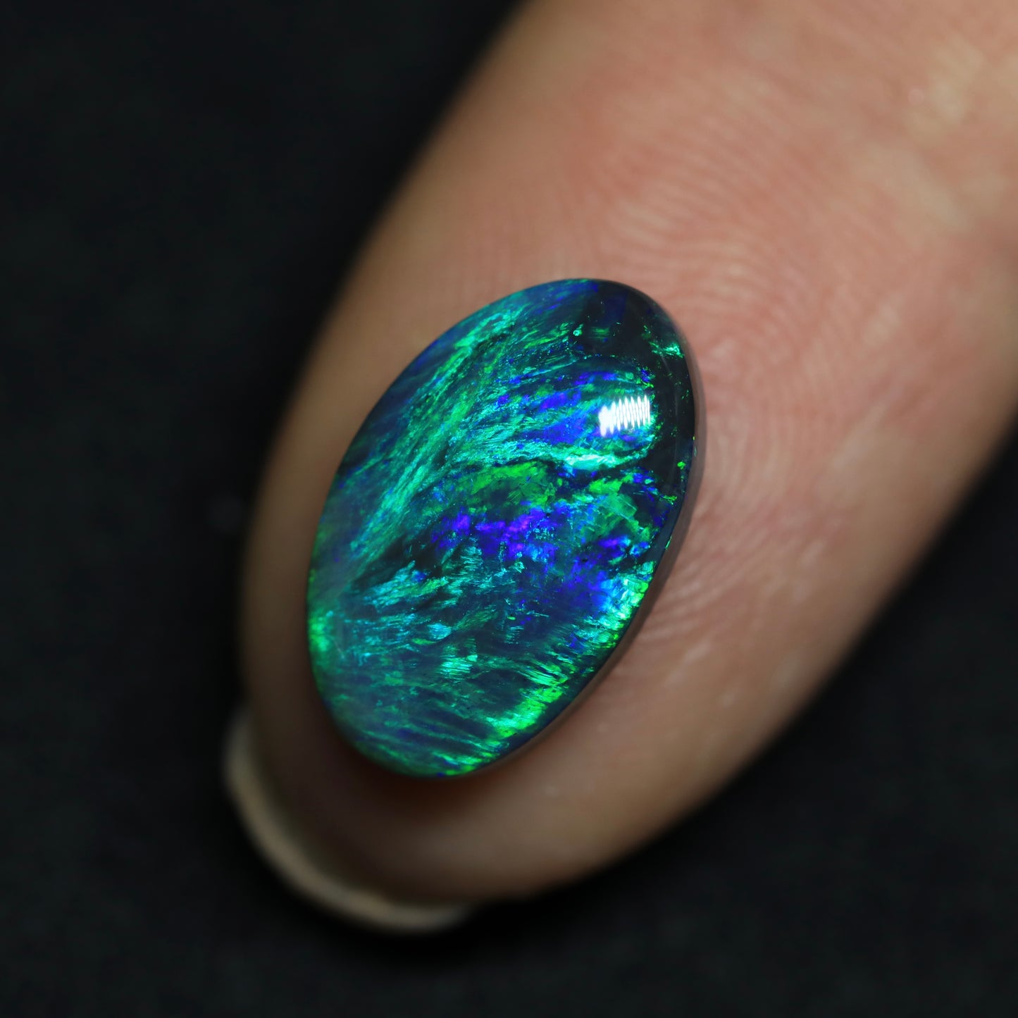 Black Opal Aka “Peacock Feather” From Lightning Ridge, Australia