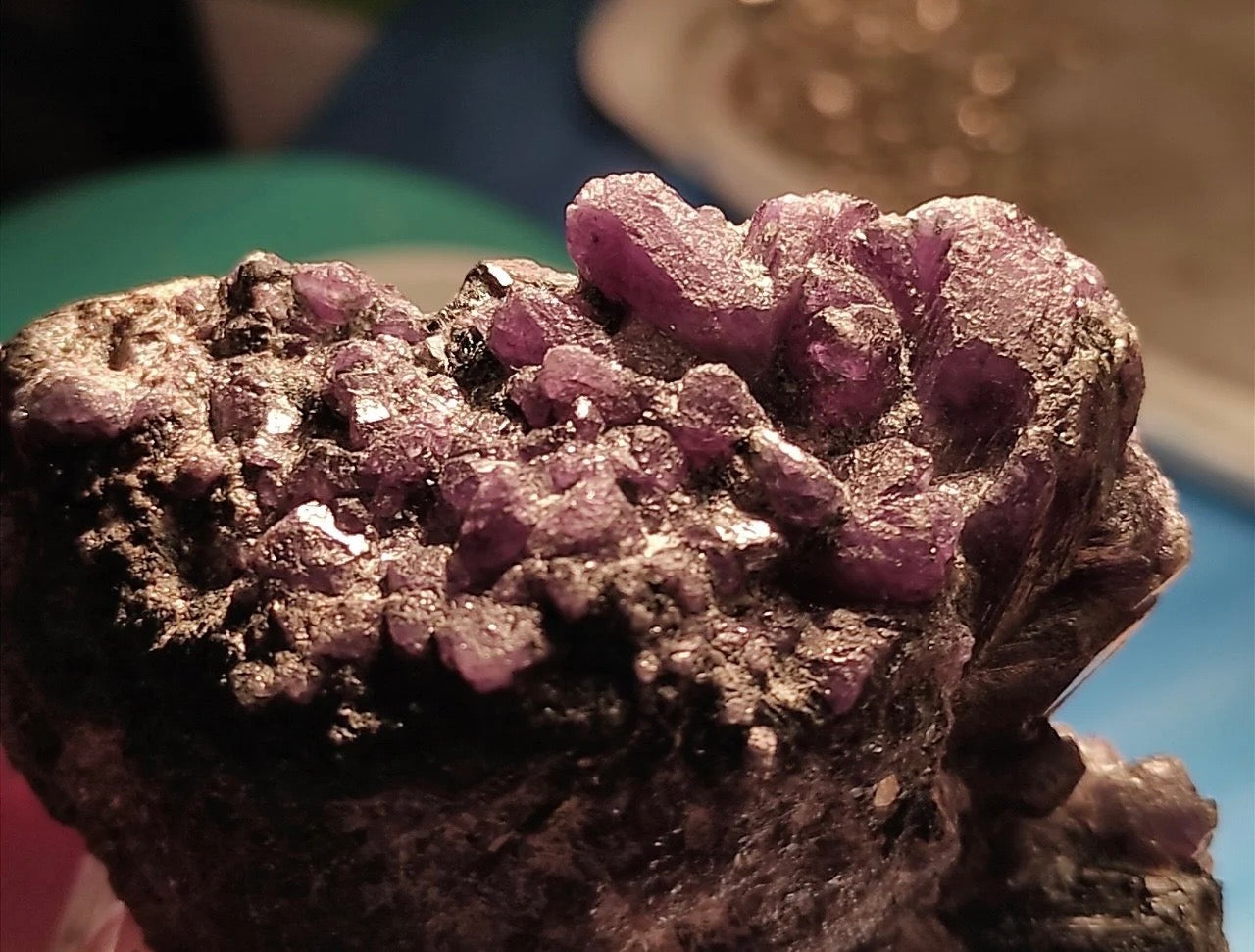 Museum Grade Russian Alexandrite Mineral Specimen With Black Tourmaline On Host Rock From Ural Mountains