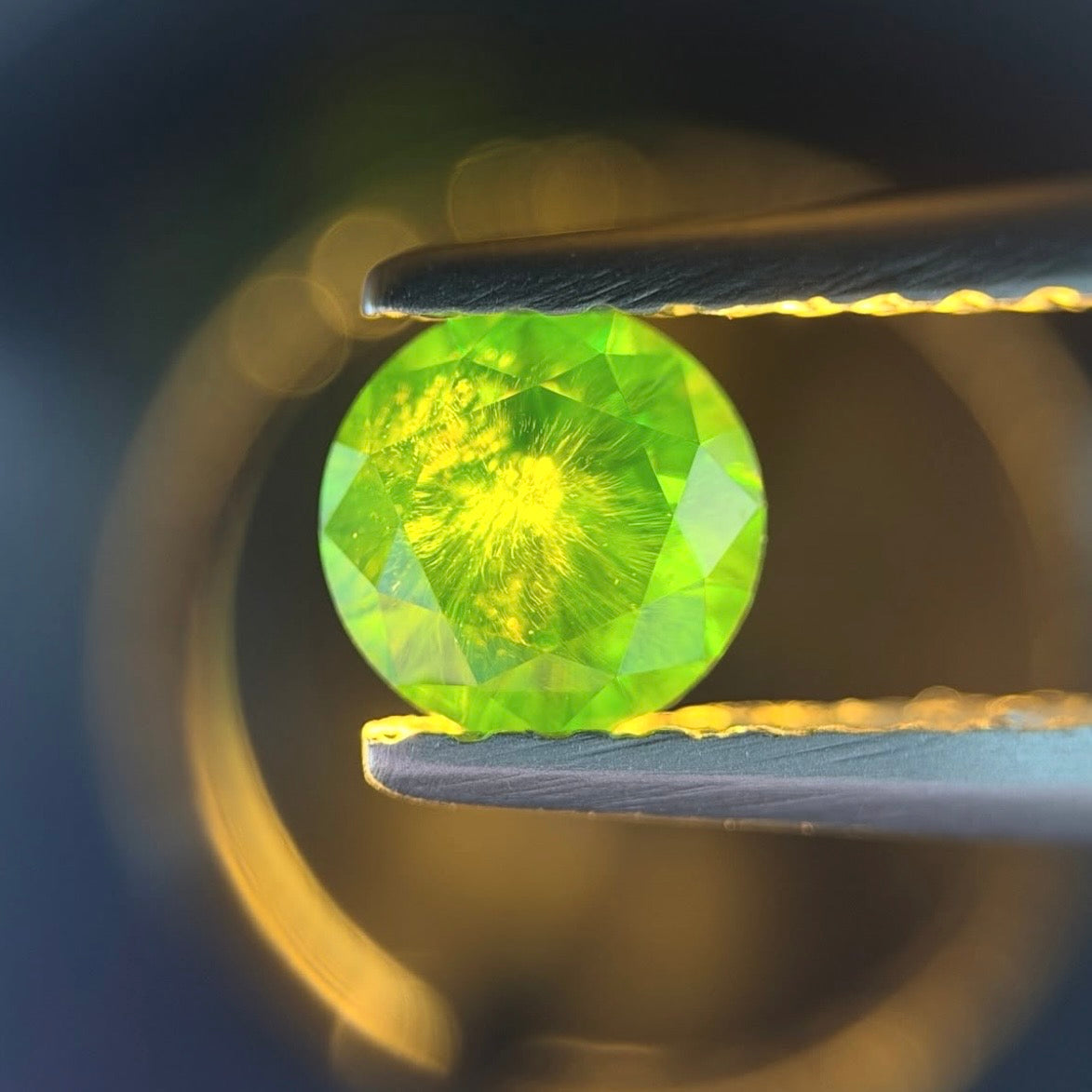 Demantoid Garnet with "Horse Tail" inclusion from Ural