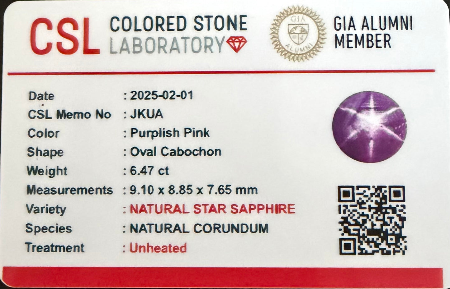 Natural Hot Pink/Purple Trapiche Star Sapphire From Sri-Lanka