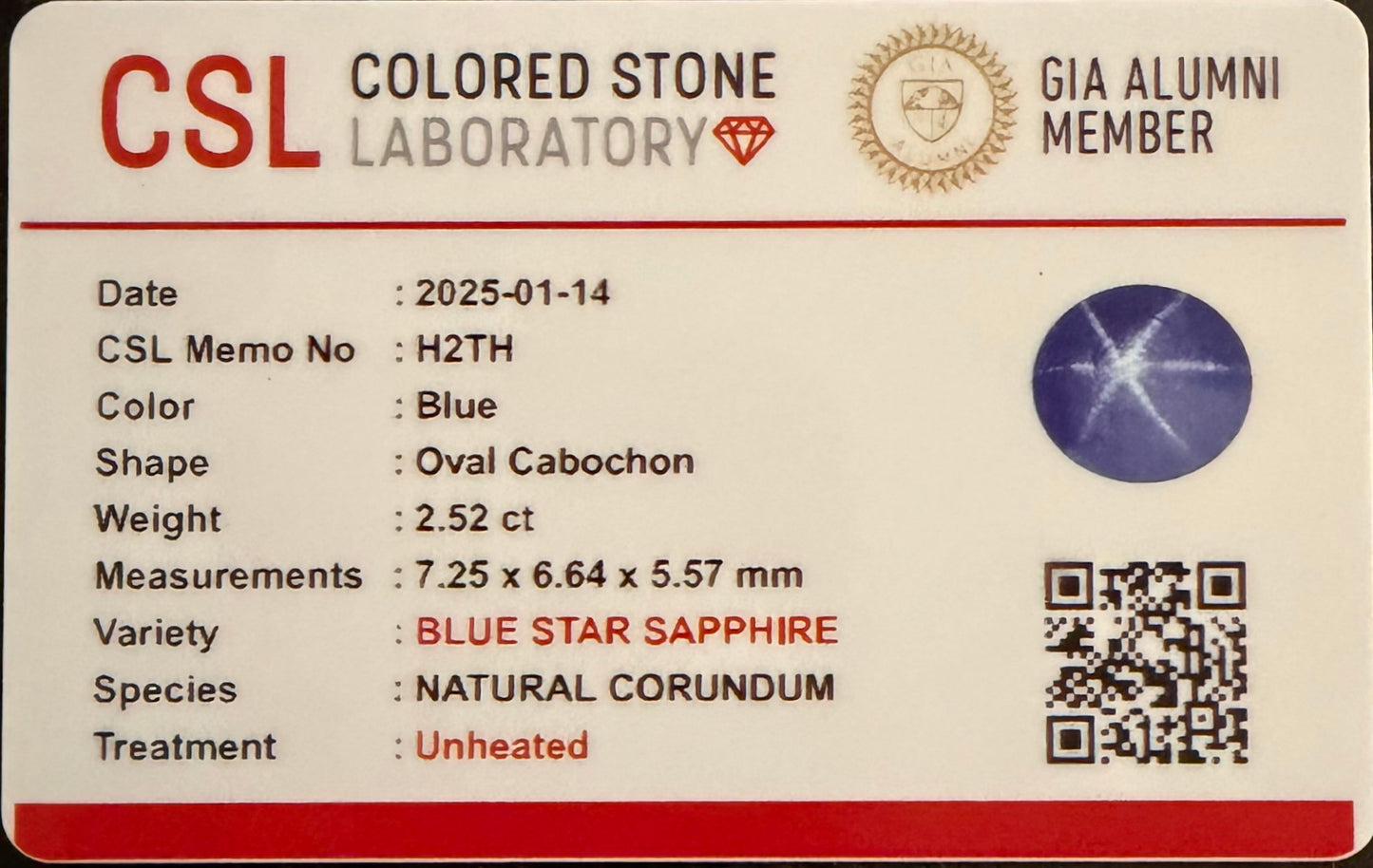 Royal Blue Star Sapphire From Sri-Lanka