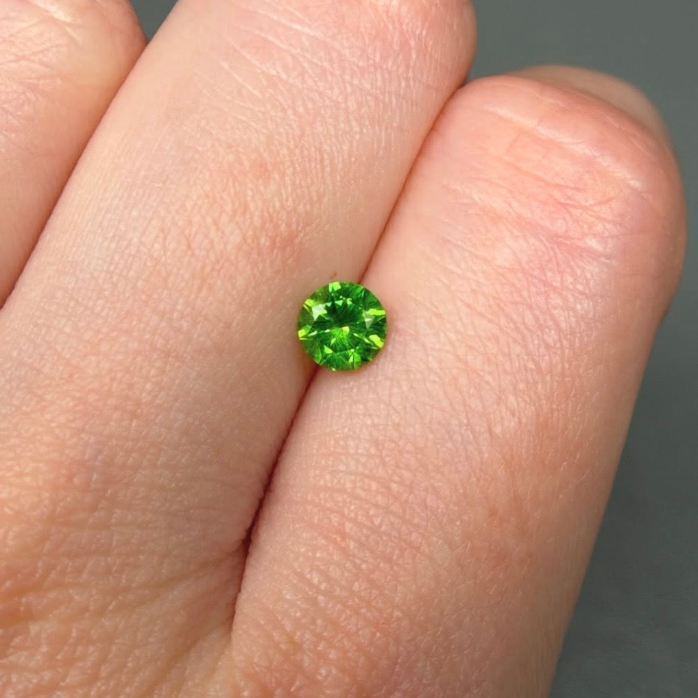 Demantoid Garnet with "Horse Tail" inclusion from Ural