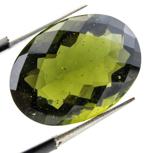 Moldavite Tektite Faceted Gem From Moldau River Valley, Czech Republic
