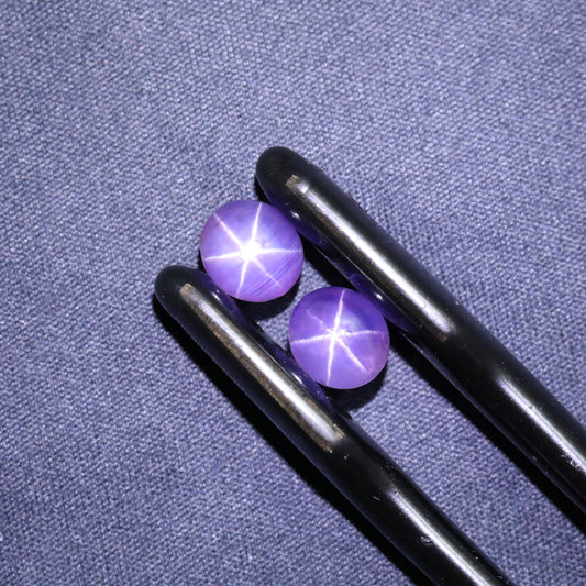 Neon Purple Star Sapphire Pair From Sri-Lanka